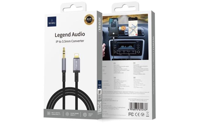 WIWU Wi-C048L Legend Audio Series Lightning to 3.5mm Aux 1.5M Cable - Black